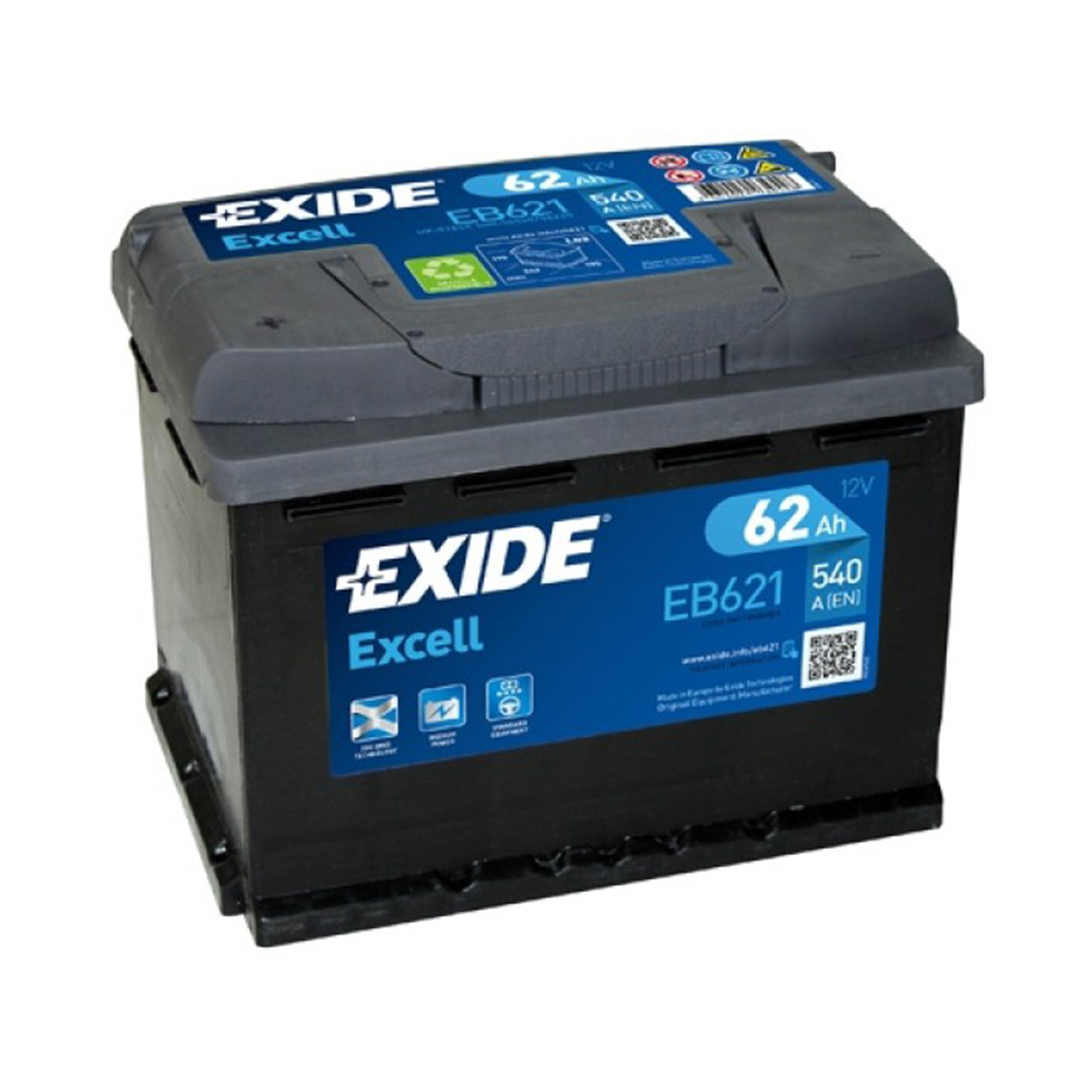 Exide Excell EB621 12V 62AH - Σταματόπουλος Μπαταρίες